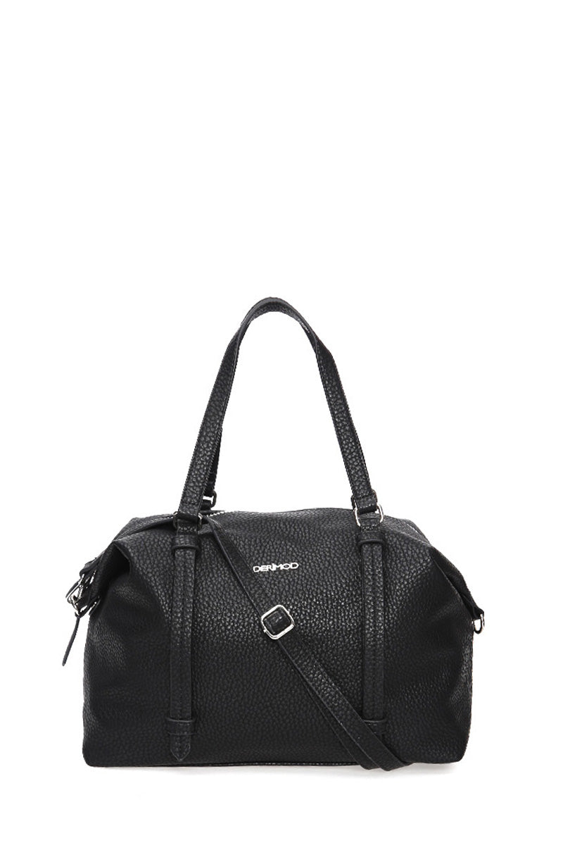 Women's Black Synthetic Leather Shoulder Bag