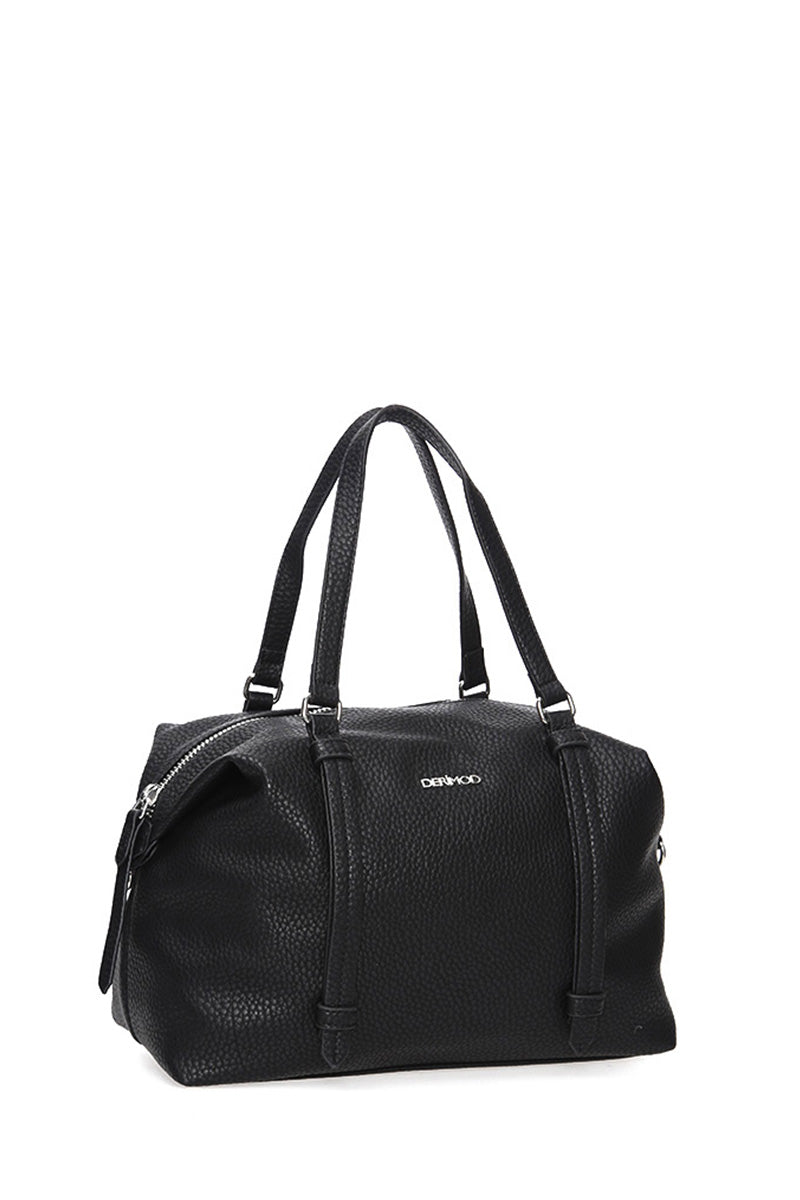 Women's Black Synthetic Leather Shoulder Bag