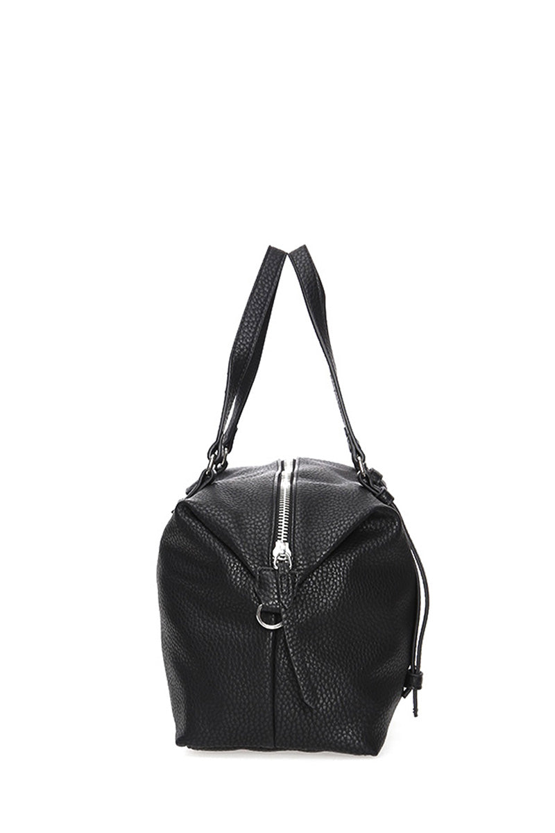 Women's Black Synthetic Leather Shoulder Bag