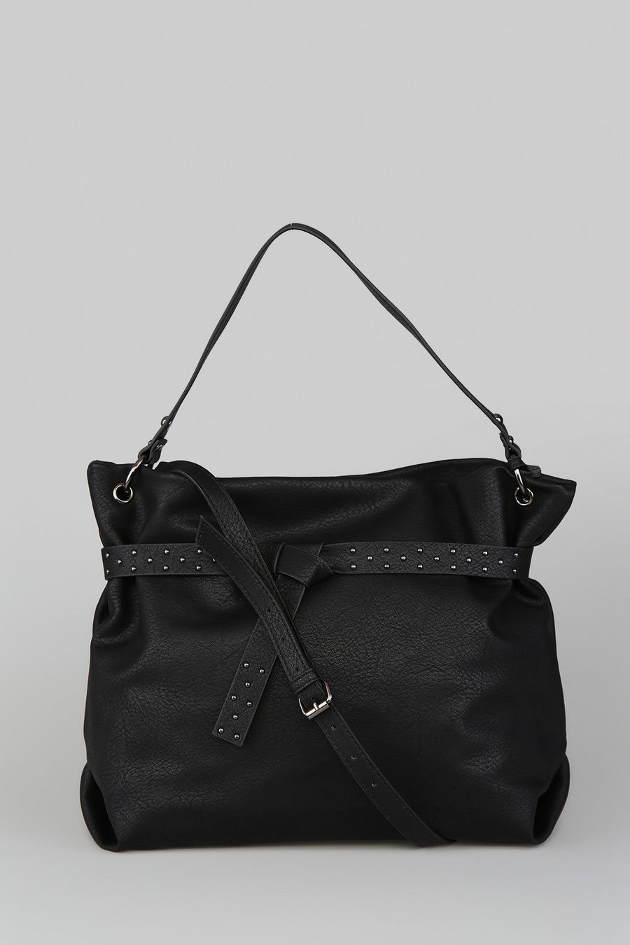 Women's Black Synthetic Leather Shoulder Bag