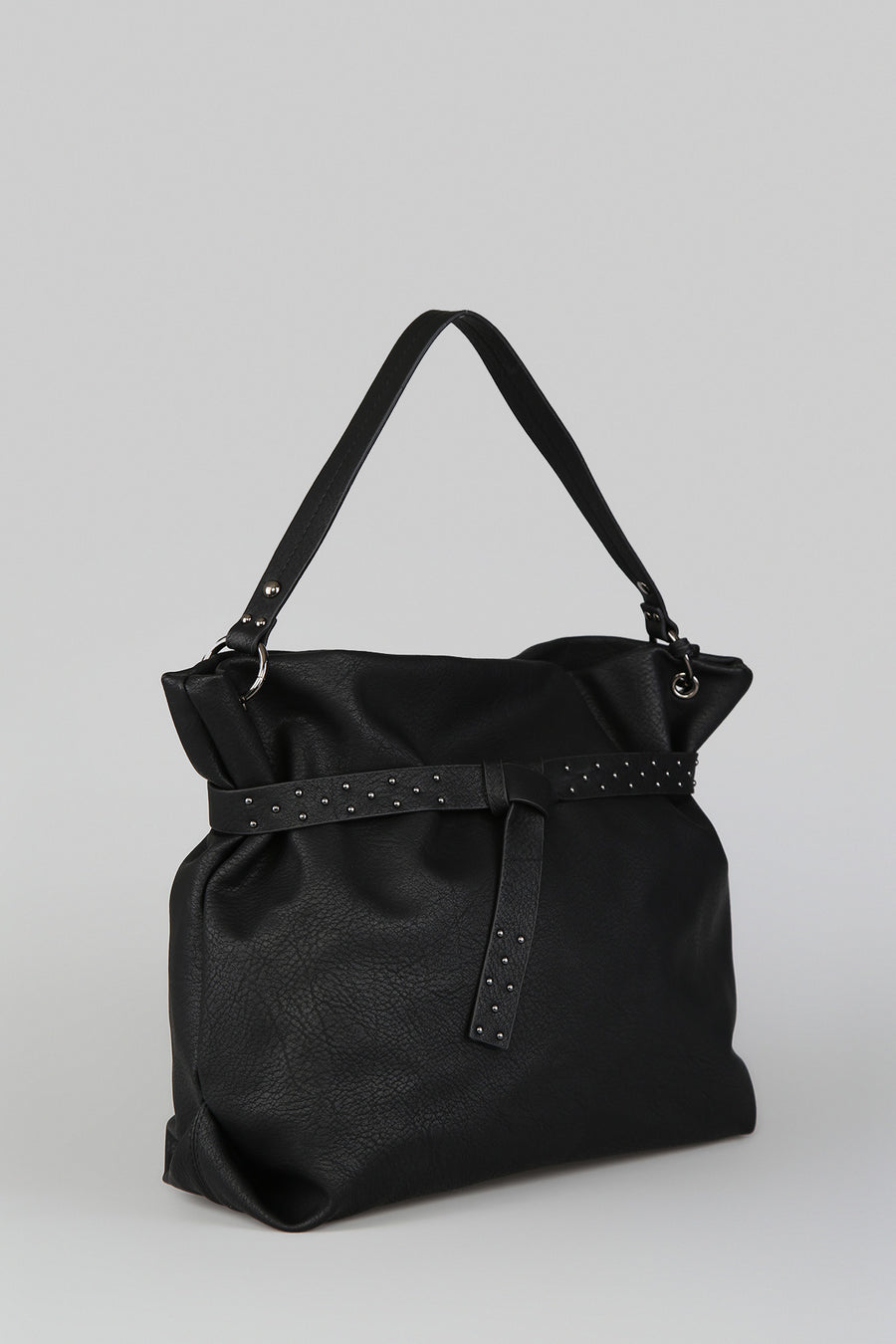 Women's Black Synthetic Leather Shoulder Bag