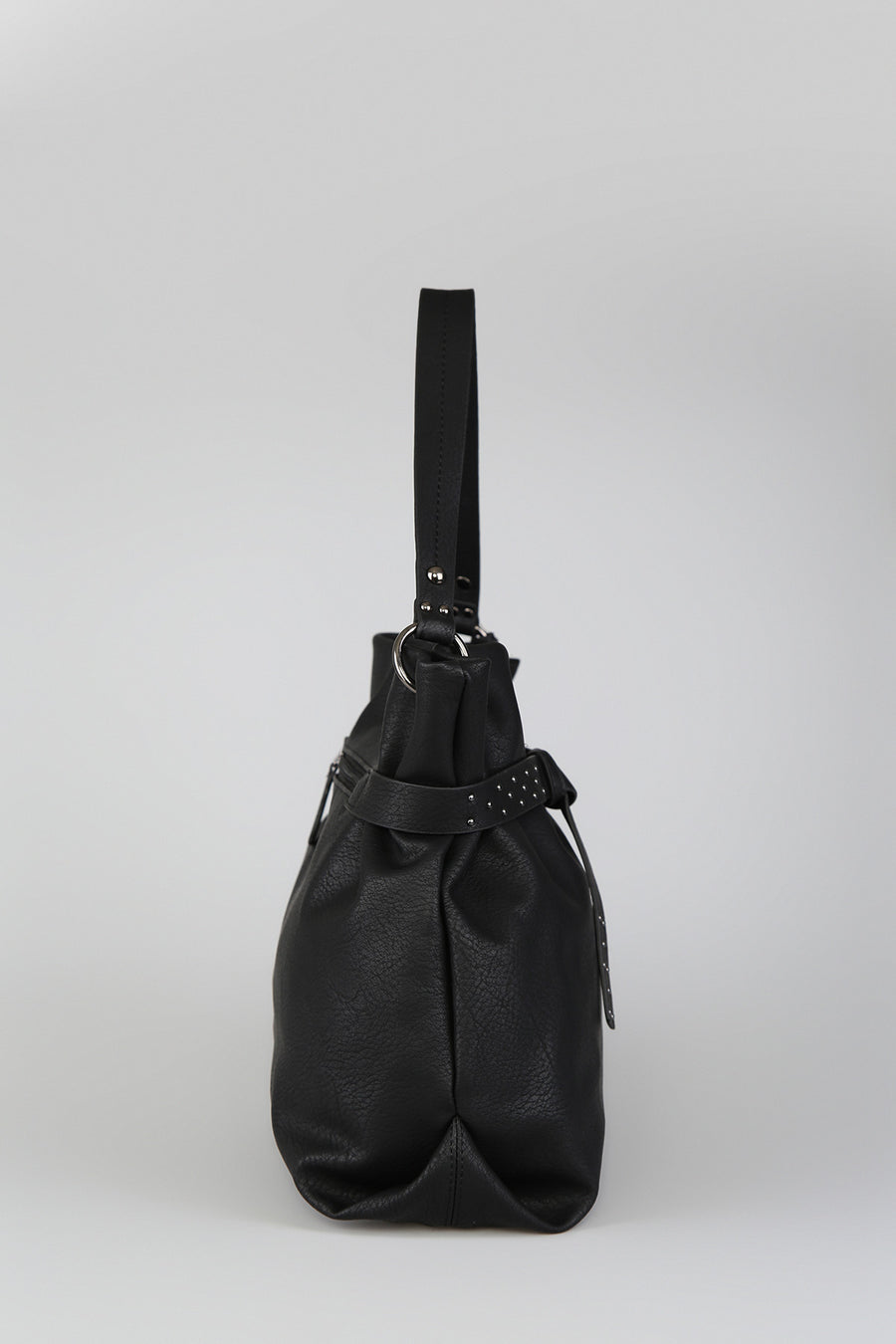 Women's Black Synthetic Leather Shoulder Bag