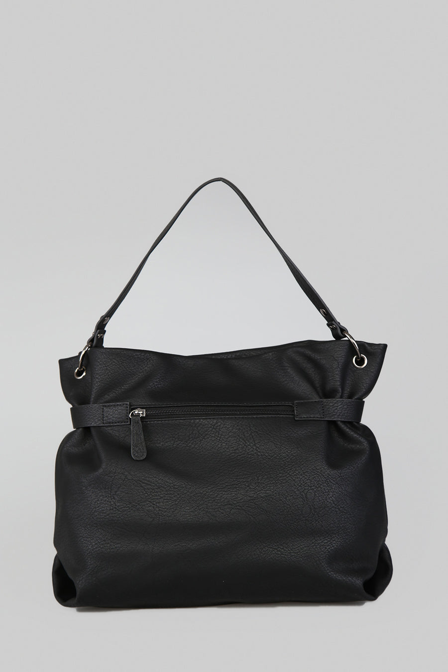 Women's Black Synthetic Leather Shoulder Bag