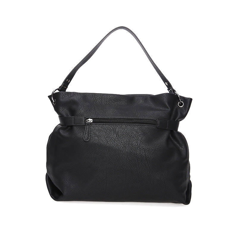 Women's Black Synthetic Leather Shoulder Bag