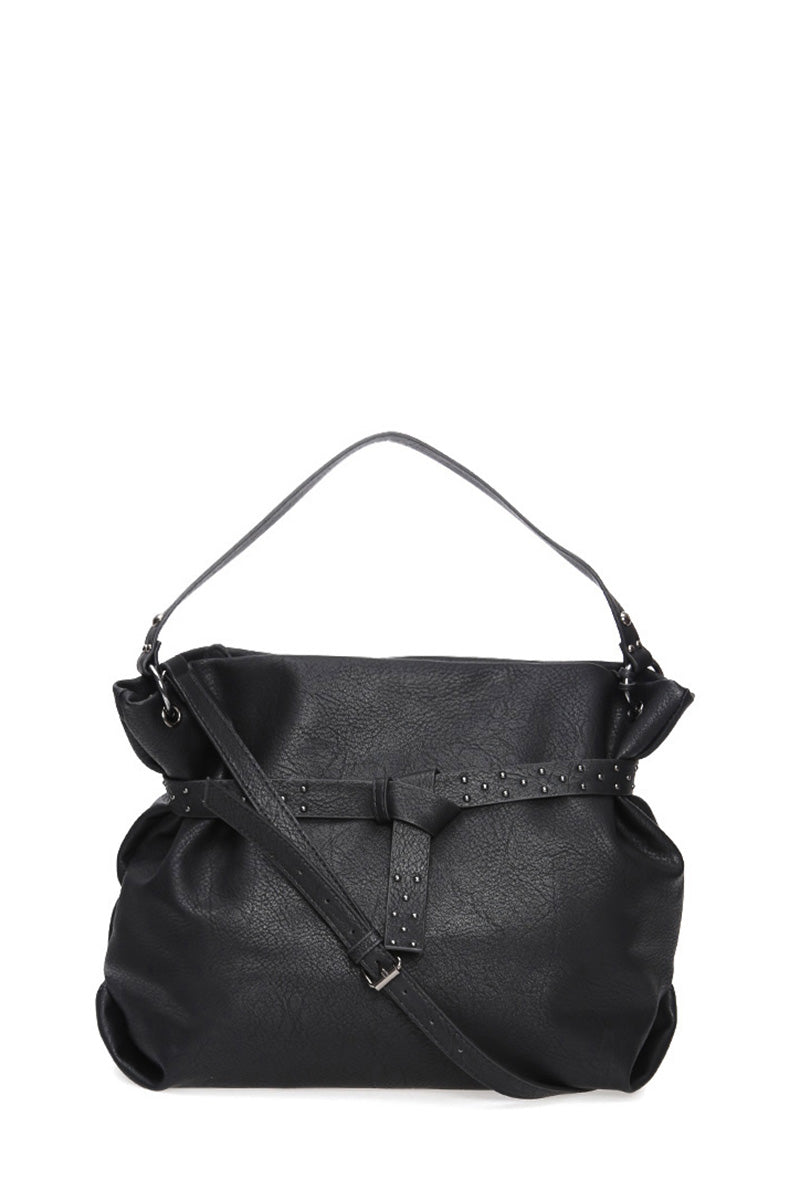 Women's Black Synthetic Leather Shoulder Bag