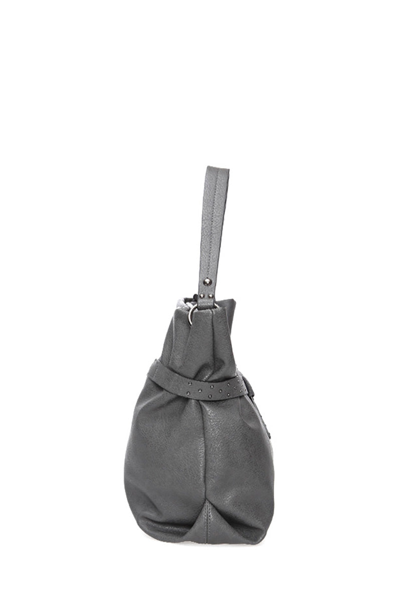 Women's Gray Synthetic Leather Shoulder Bag