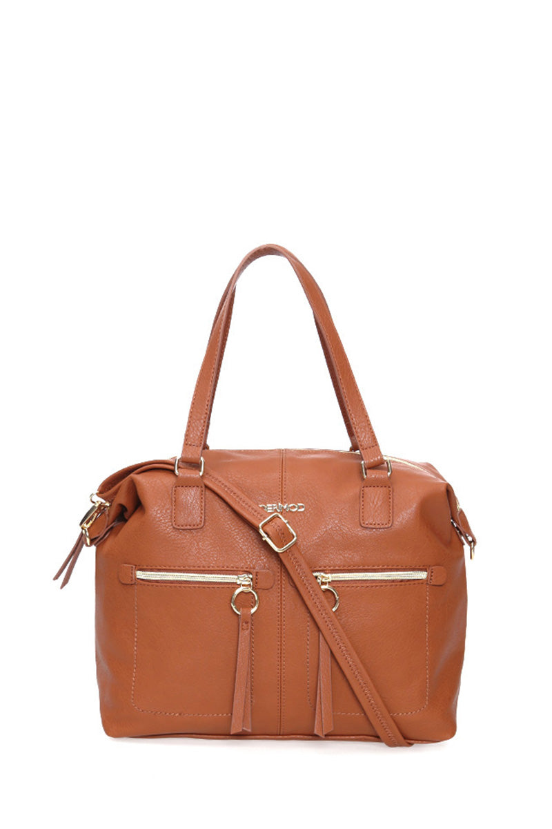 Women's Tan Synthetic Leather Shoulder Bag