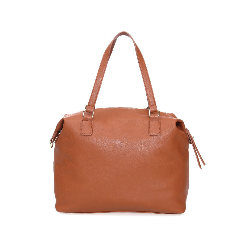Women's Tan Synthetic Leather Shoulder Bag