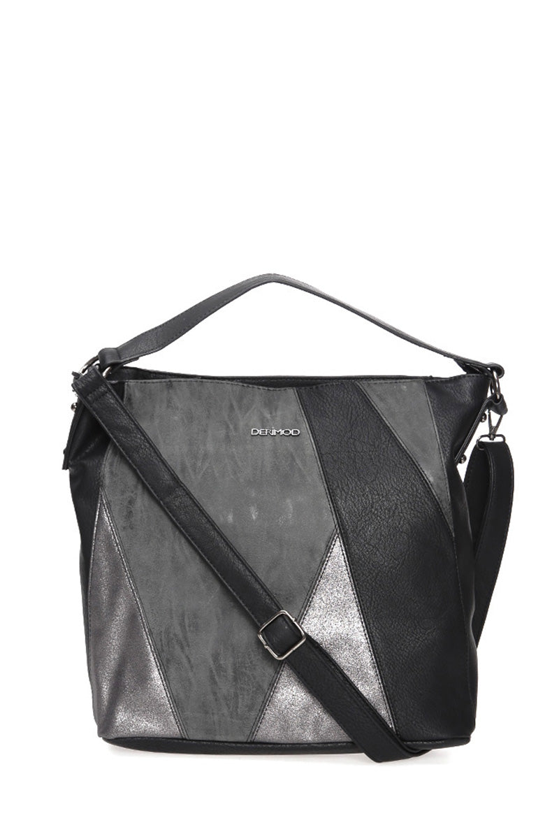 Women's Black Synthetic Leather Shoulder Bag