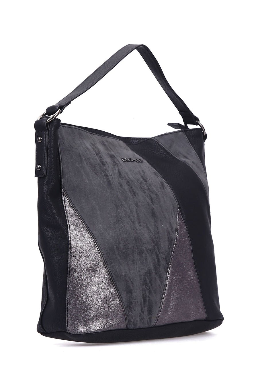 Women's Black Synthetic Leather Shoulder Bag