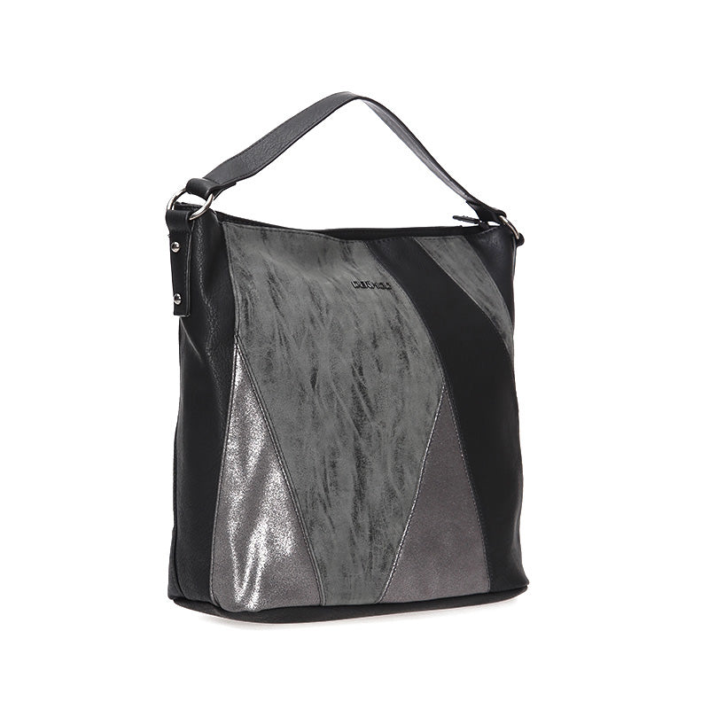 Women's Black Synthetic Leather Shoulder Bag