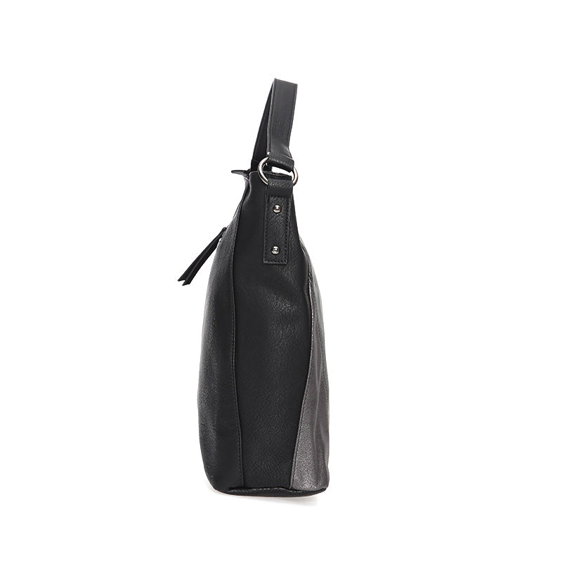 Women's Black Synthetic Leather Shoulder Bag