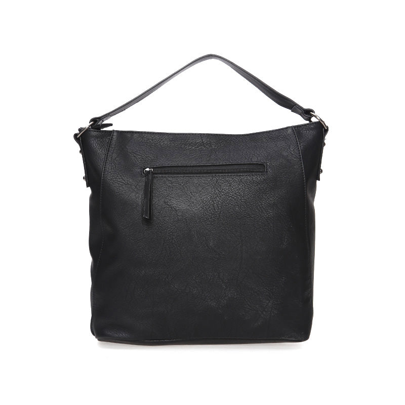 Women's Black Synthetic Leather Shoulder Bag