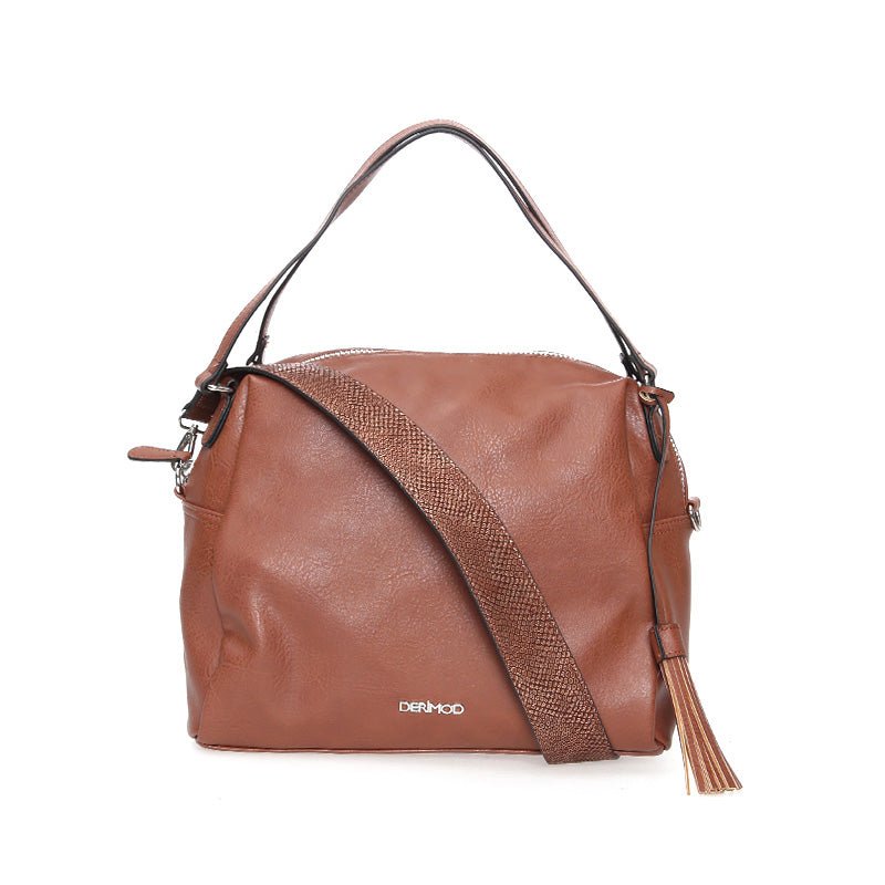 Women's Tan Synthetic Leather Shoulder Bag