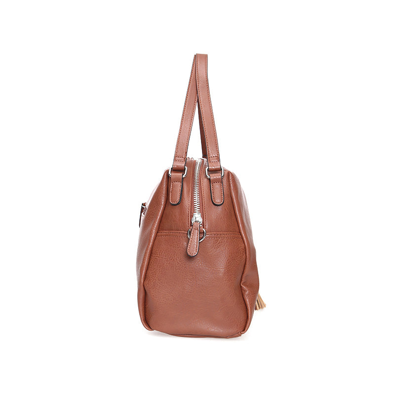 Women's Tan Synthetic Leather Shoulder Bag