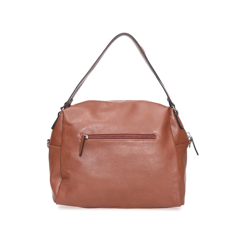 Women's Tan Synthetic Leather Shoulder Bag