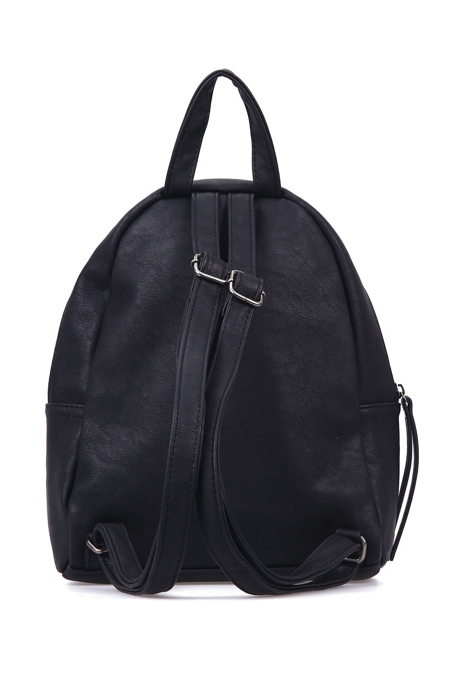 Women's Black Synthetic Leather Backpack