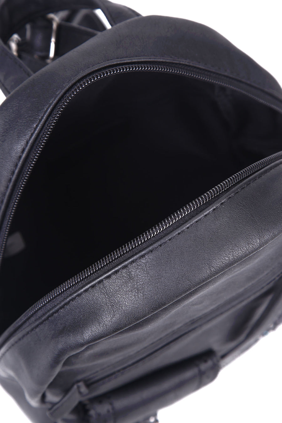 Women's Black Synthetic Leather Backpack