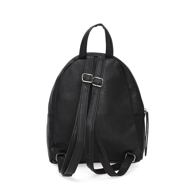 Women's Black Synthetic Leather Backpack