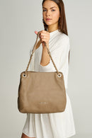 Mink Women's Leather Shoulder Bag with Chain Handle | Derimod