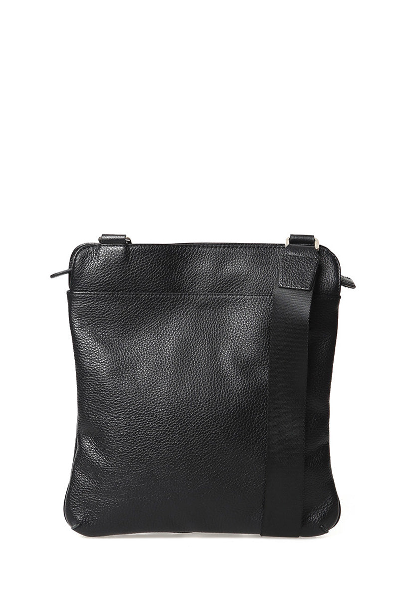 Men's Black Leather Messenger Bag