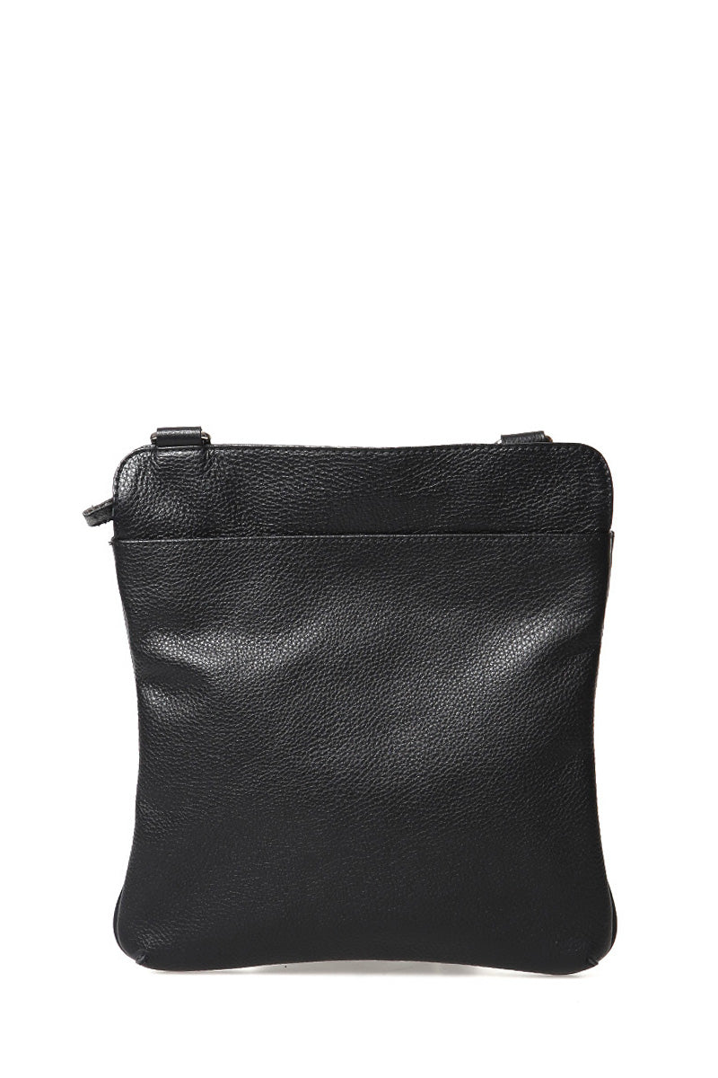 Men's Black Leather Messenger Bag
