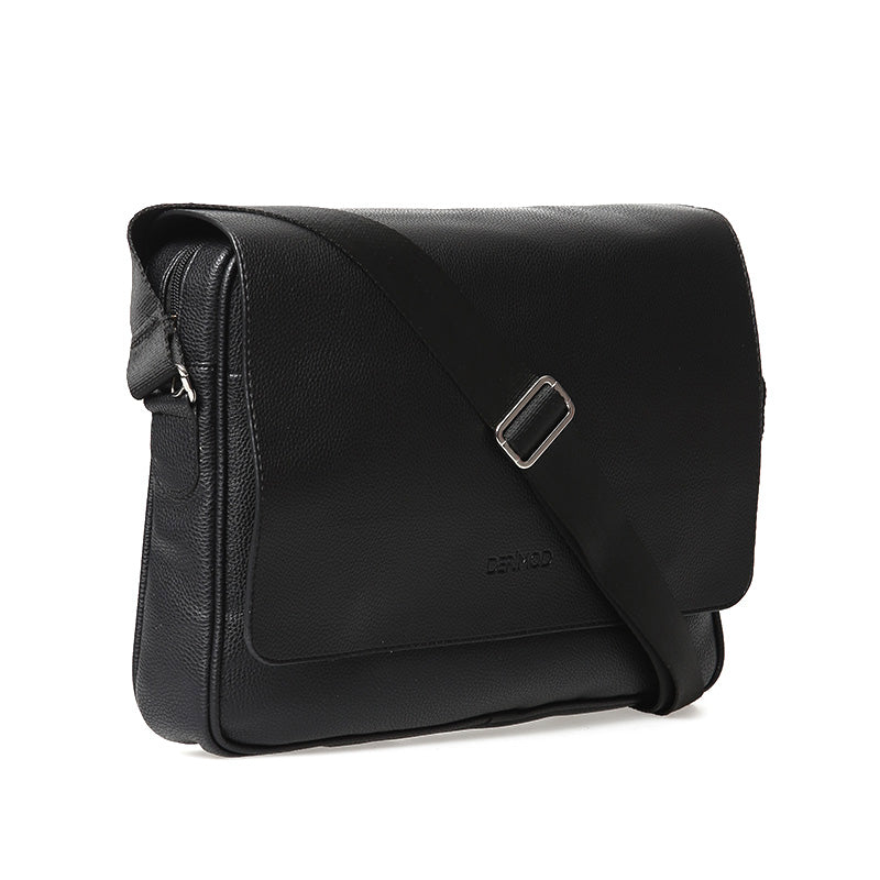 Men's Black Synthetic Leather Bag