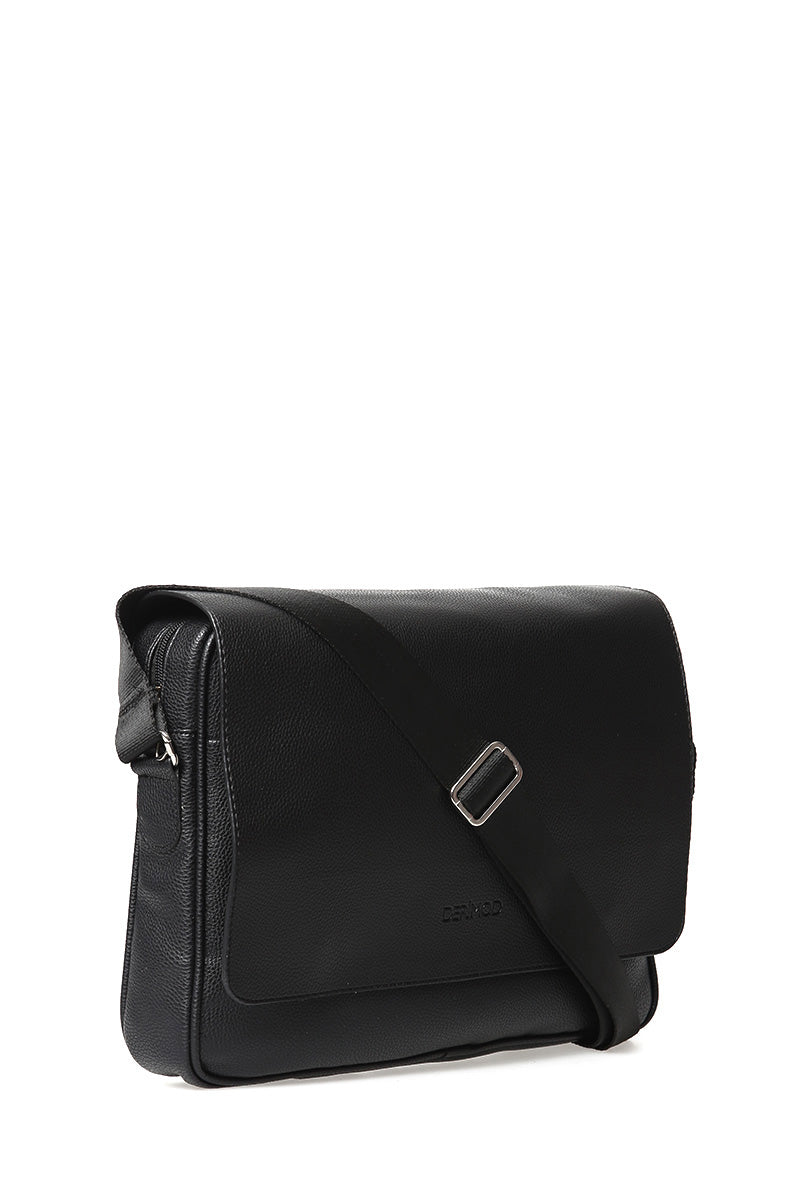 Men's Black Synthetic Leather Bag