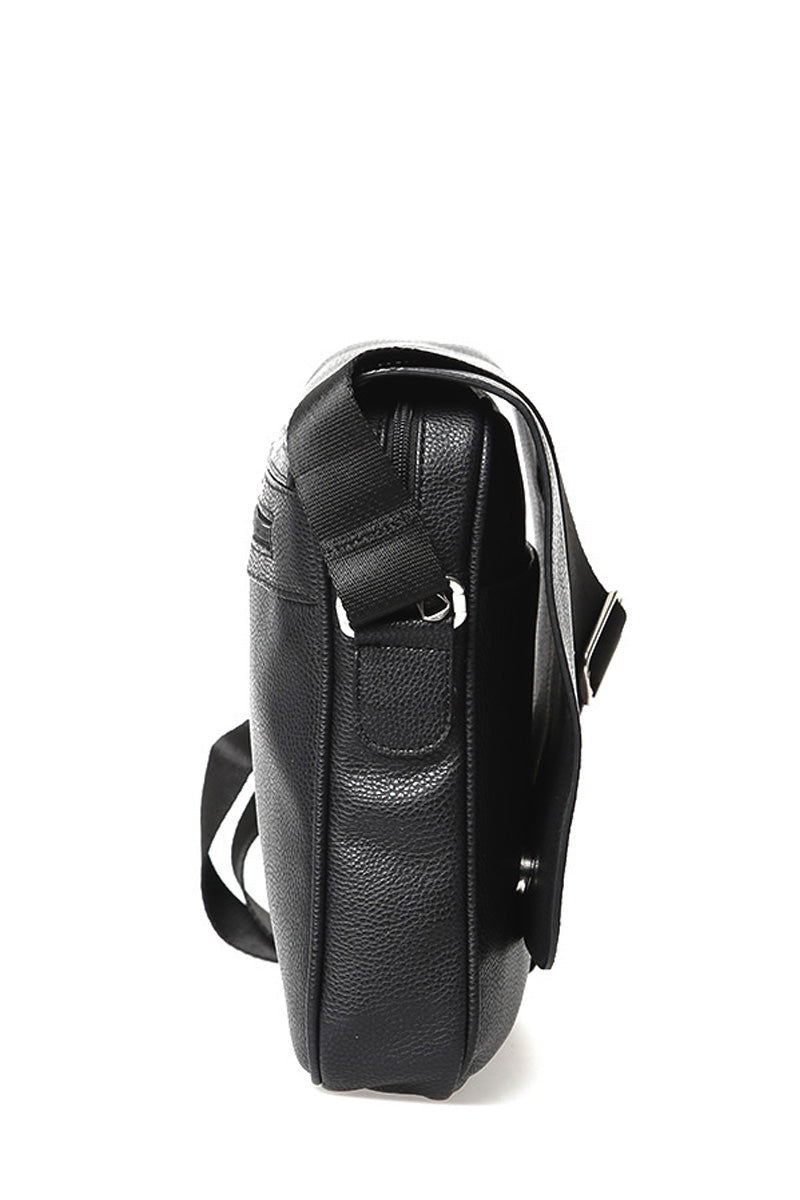 Men's Black Synthetic Leather Bag