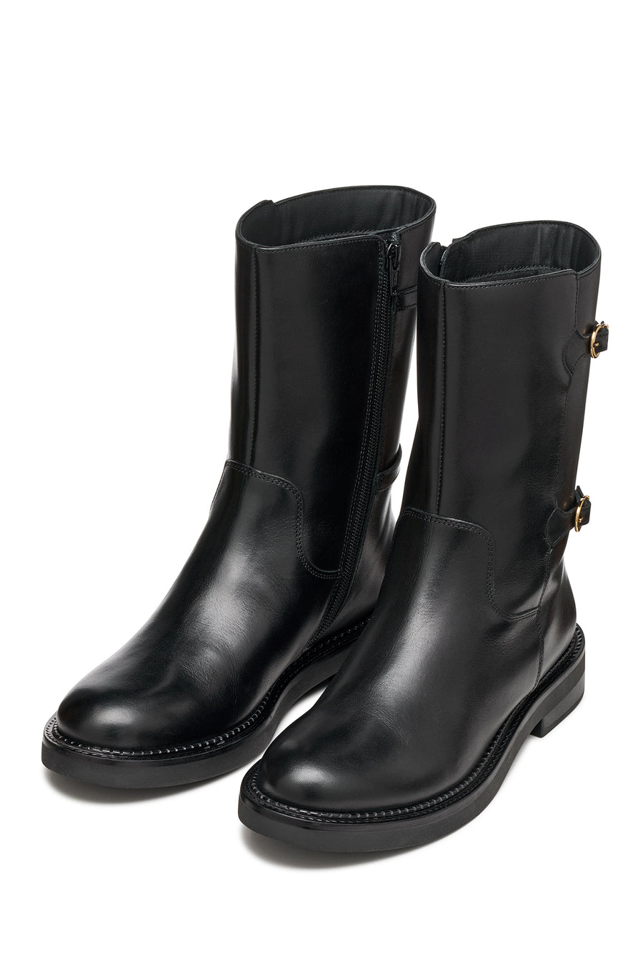 Geox Woman Black D Serılda B - Smo.Lea Zippered Buckled Leather Boot