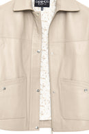 Karen Women's Beige Oversize Leather Jacket | Derimod