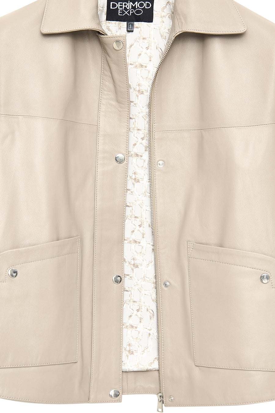 Karen Women's Beige Oversize Leather Jacket