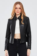 Kristin Women's Black Short Leather Jacket | Derimod