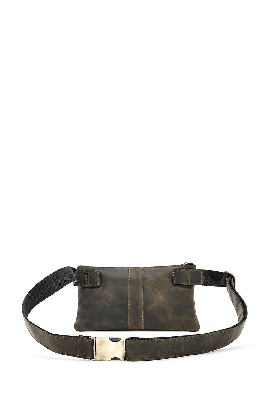 Men's Khaki Leather Waist Bag