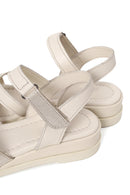 Woman Cream Ankle-Strap Leather Sandals | Derimod