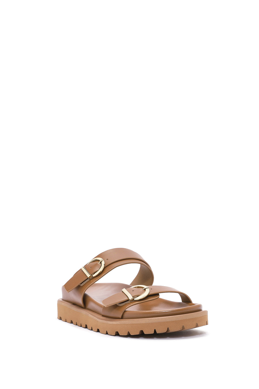Women's Tan Double Buckle Slippers