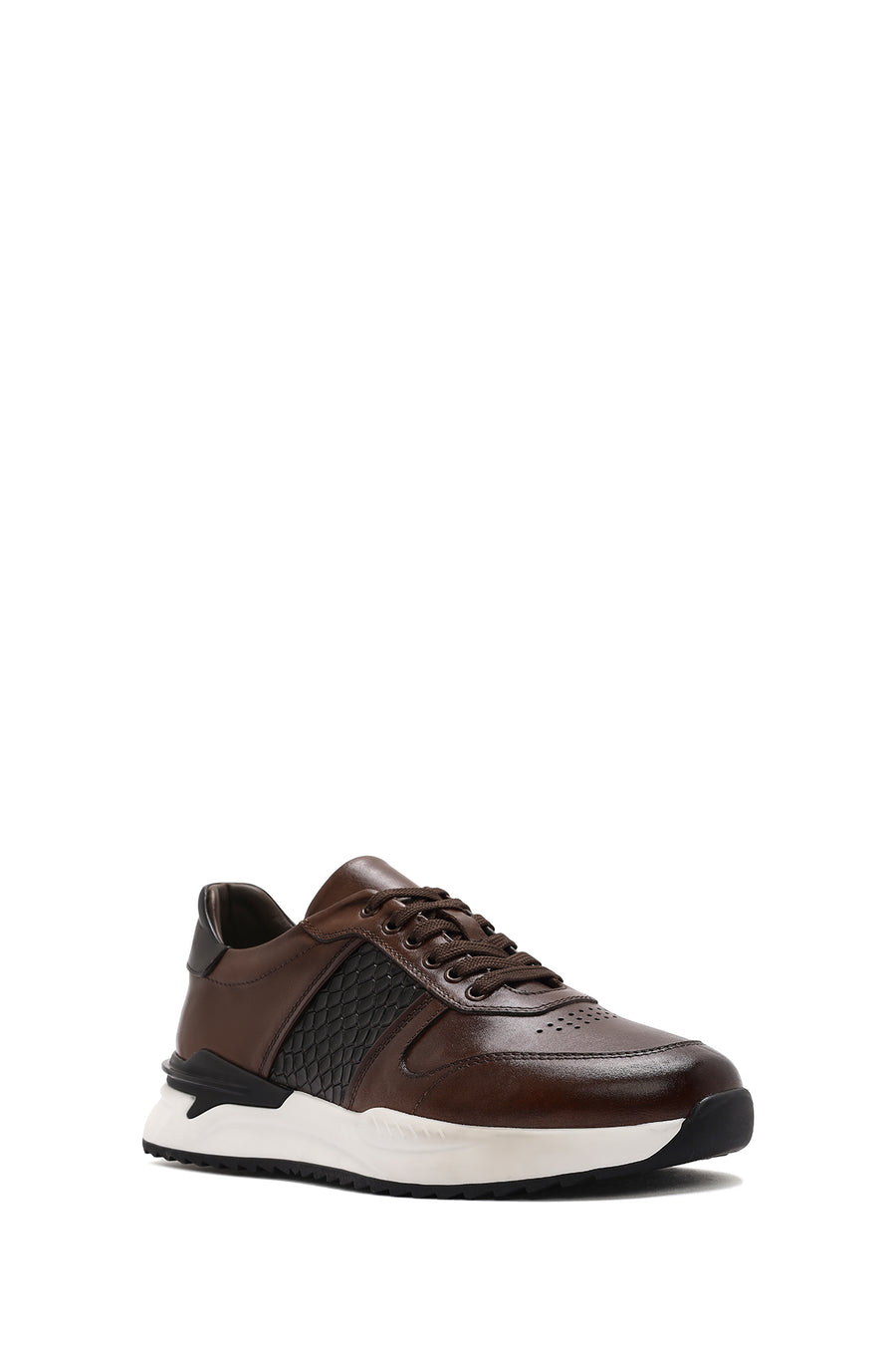 Men's Brown Lace-Up Leather Casual Sneakers