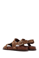 Women's Mink Stone Suede Leather Sandals | Derimod