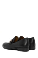 Women's Black Buckle Detailed Leather Masculine Loafer | Derimod