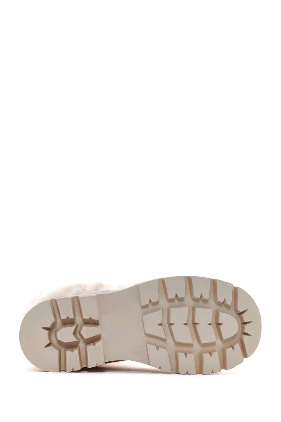 Women's Beige Plush Suede Leather Boots
