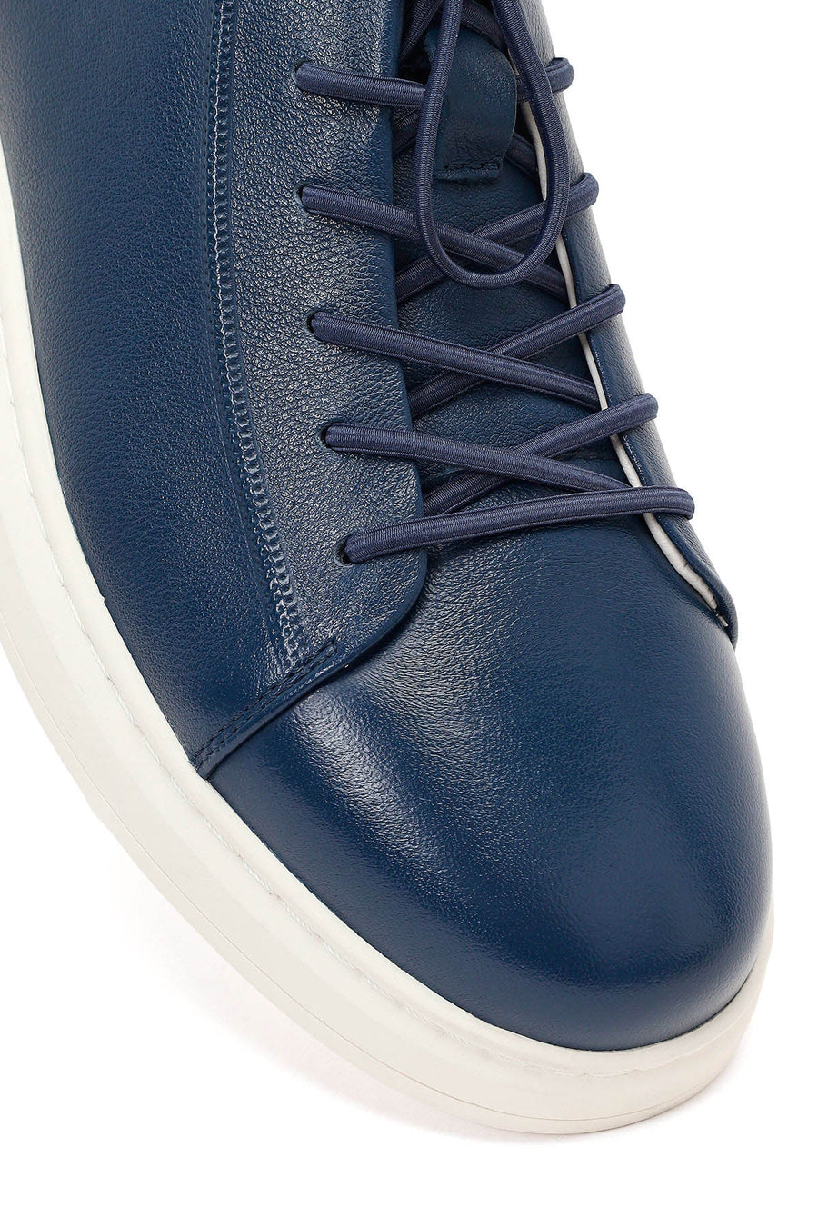Erkek Lacivert Deri Sneaker