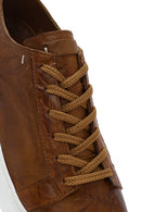 Men's Tan Lace-up Thick-Sole Leather Sneaker | Derimod