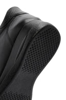 Women's Black Zippered Wedge Heel Leather Comfort Shoes | Derimod