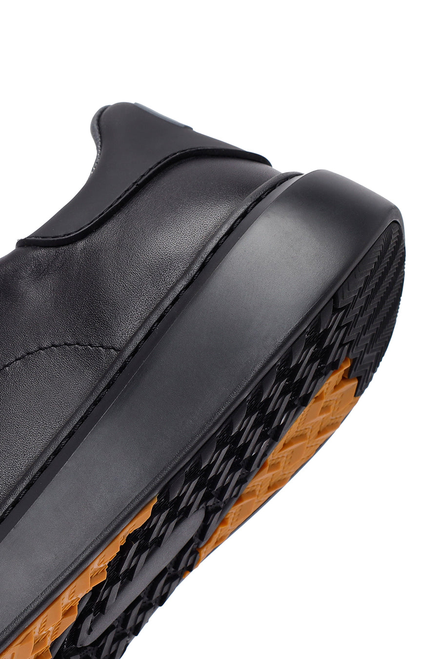 Erkek Siyah Bağcıklı Kalın Tabanlı Deri Sneaker