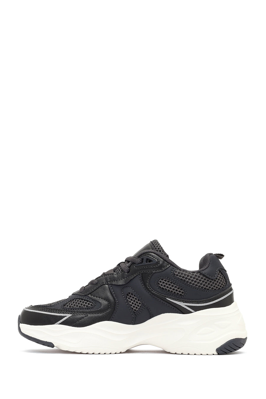 Women's Gray Lace-Up Thick-Soled Sneaker