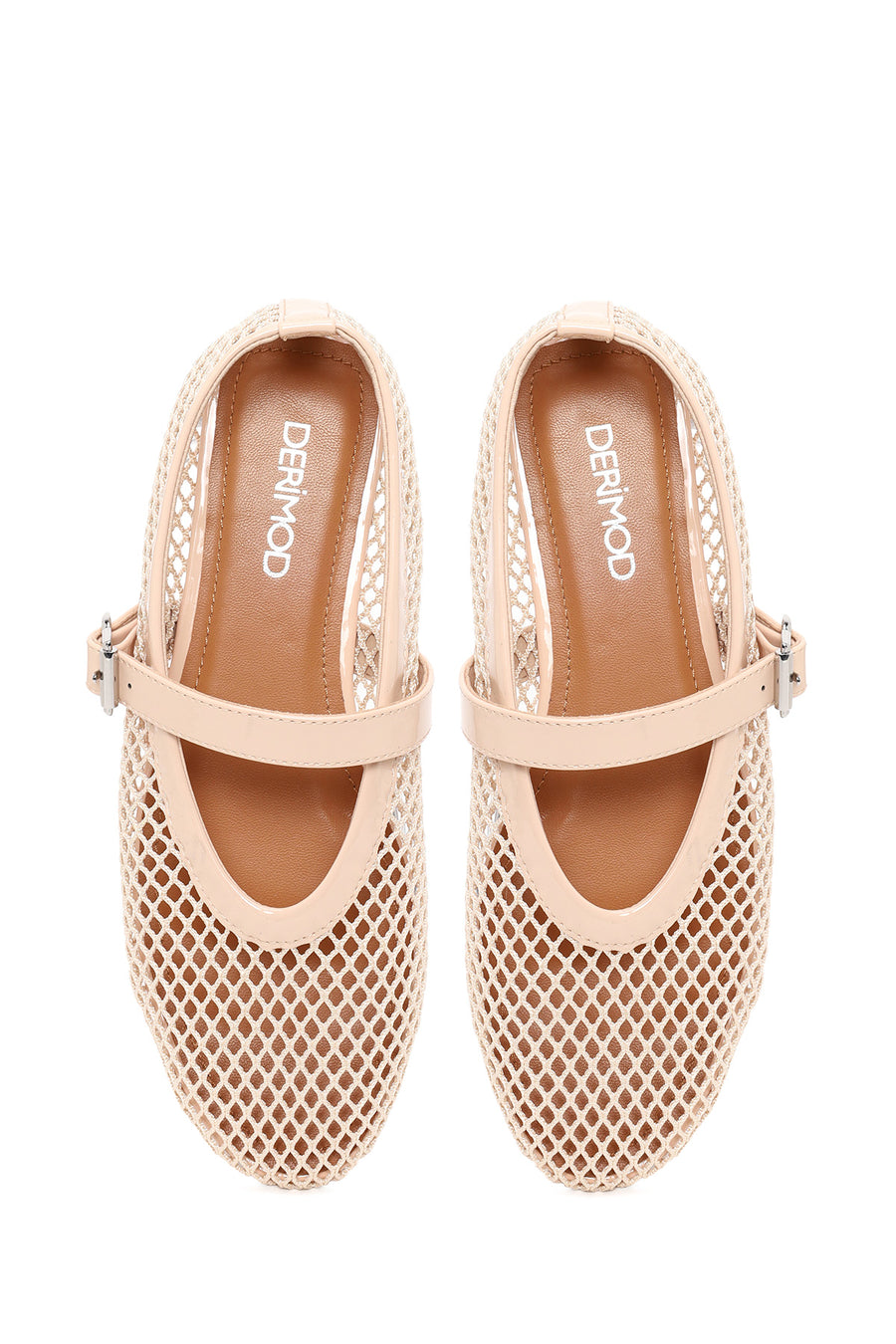Woman Beige Mesh Ballerine flats