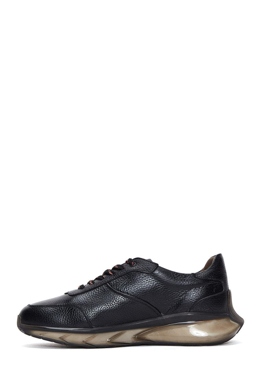Men's Black Lace-up Leather Sneaker