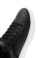 Skechers Men's Black Court Break Lace-Up Chunky Sole Leather Sneakers | Derimod
