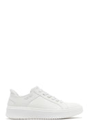 Skechers Men's White Court Break Lace-Up Chunky Sole Leather Sneakers | Derimod