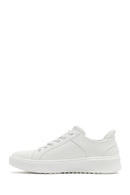 Skechers Men's White Court Break Lace-Up Chunky Sole Leather Sneakers | Derimod